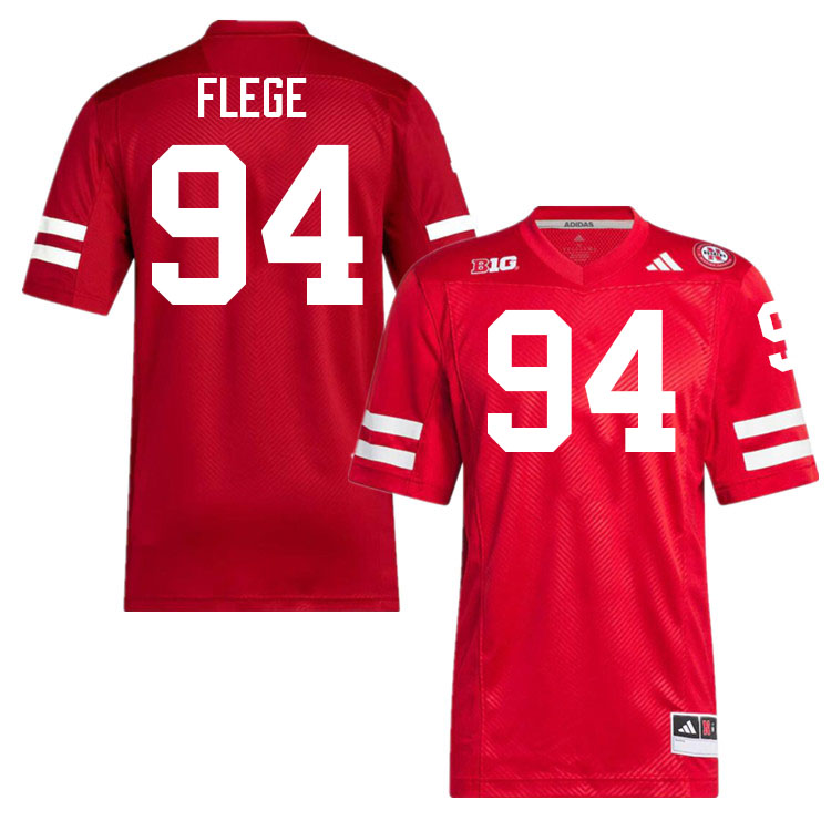 Men #94 Aidan Flege Nebraska Cornhuskers College Football Jerseys Stitched Sale-Scarlet